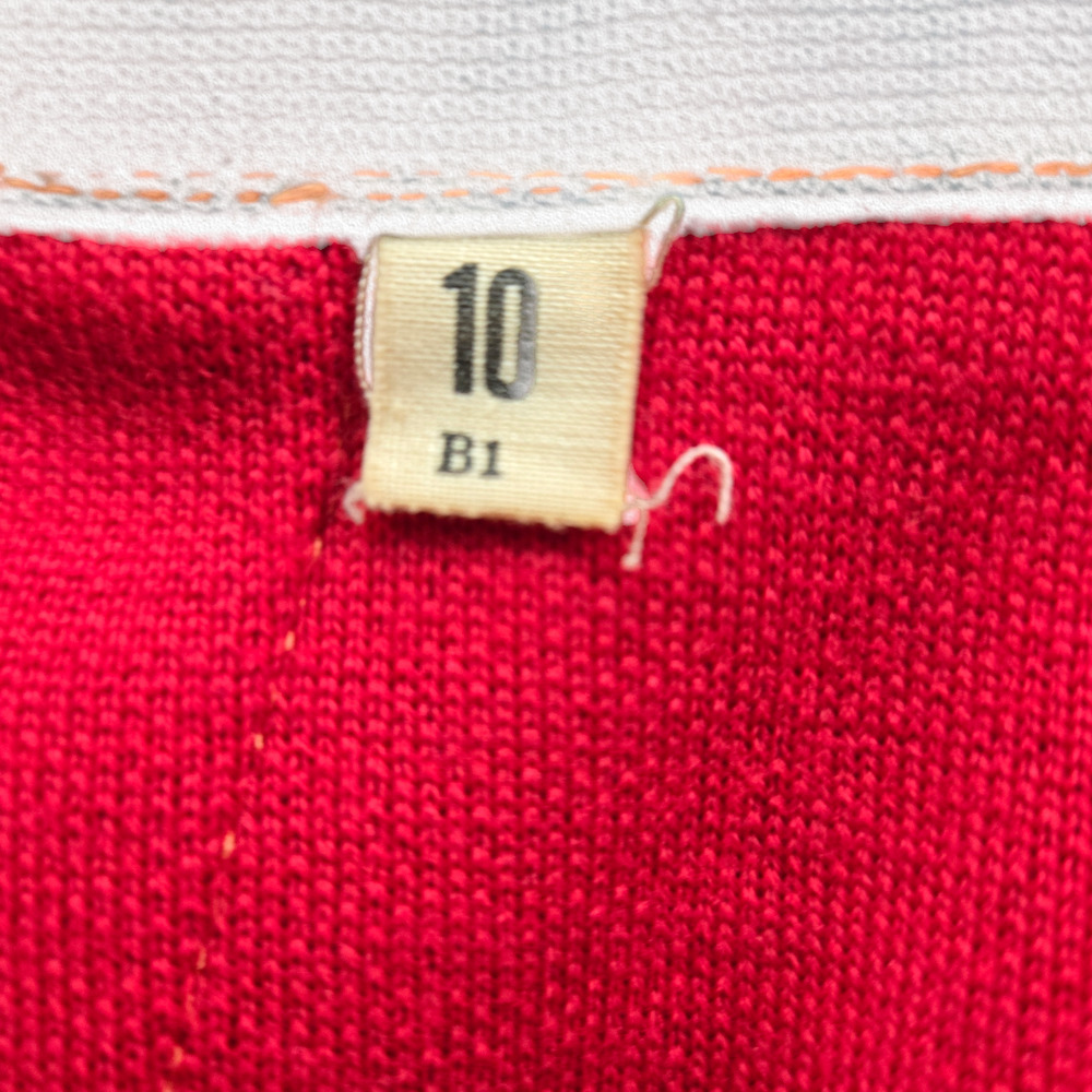 Vintage 1950s Red Wool Gold Button Cropped Jacket Pencil Skirt Suit Size 2 USA - Picture 14 of 16